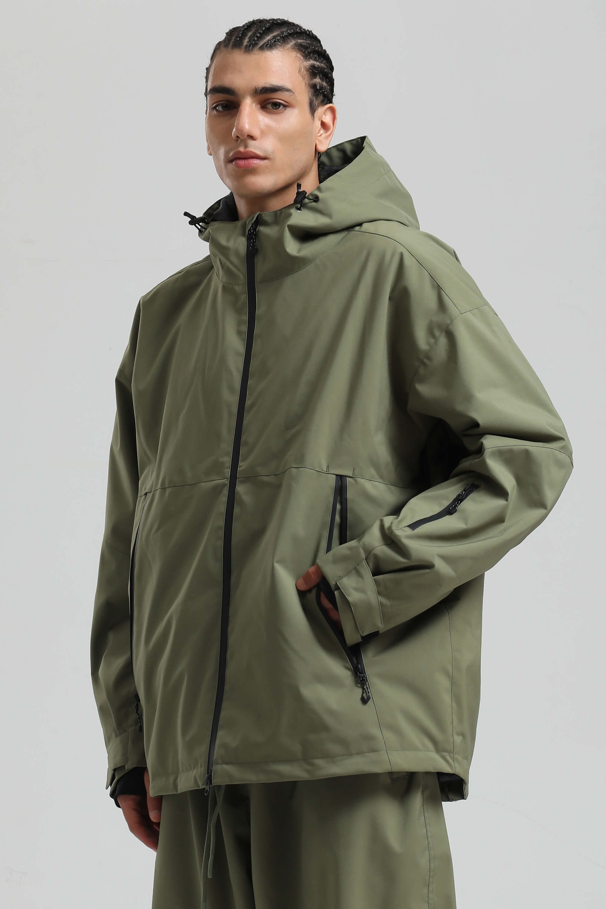 Men's Off White Fully-Sealed Dual-Vent Ski Jacket Minimalist Insulated Snow Jacket