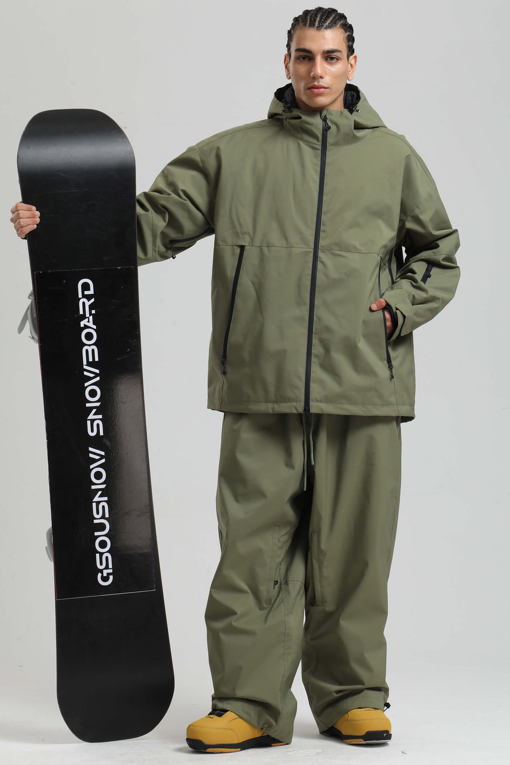 Men's Army Green Fully Sealed Dual-Vent Snow Jacket Minimalist Insulated Ski Jacket - Gsou Snow
