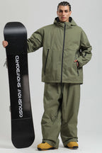Men's Army Green Fully Sealed Dual-Vent Snow Jacket Minimalist Insulated Ski Jacket - Gsou Snow