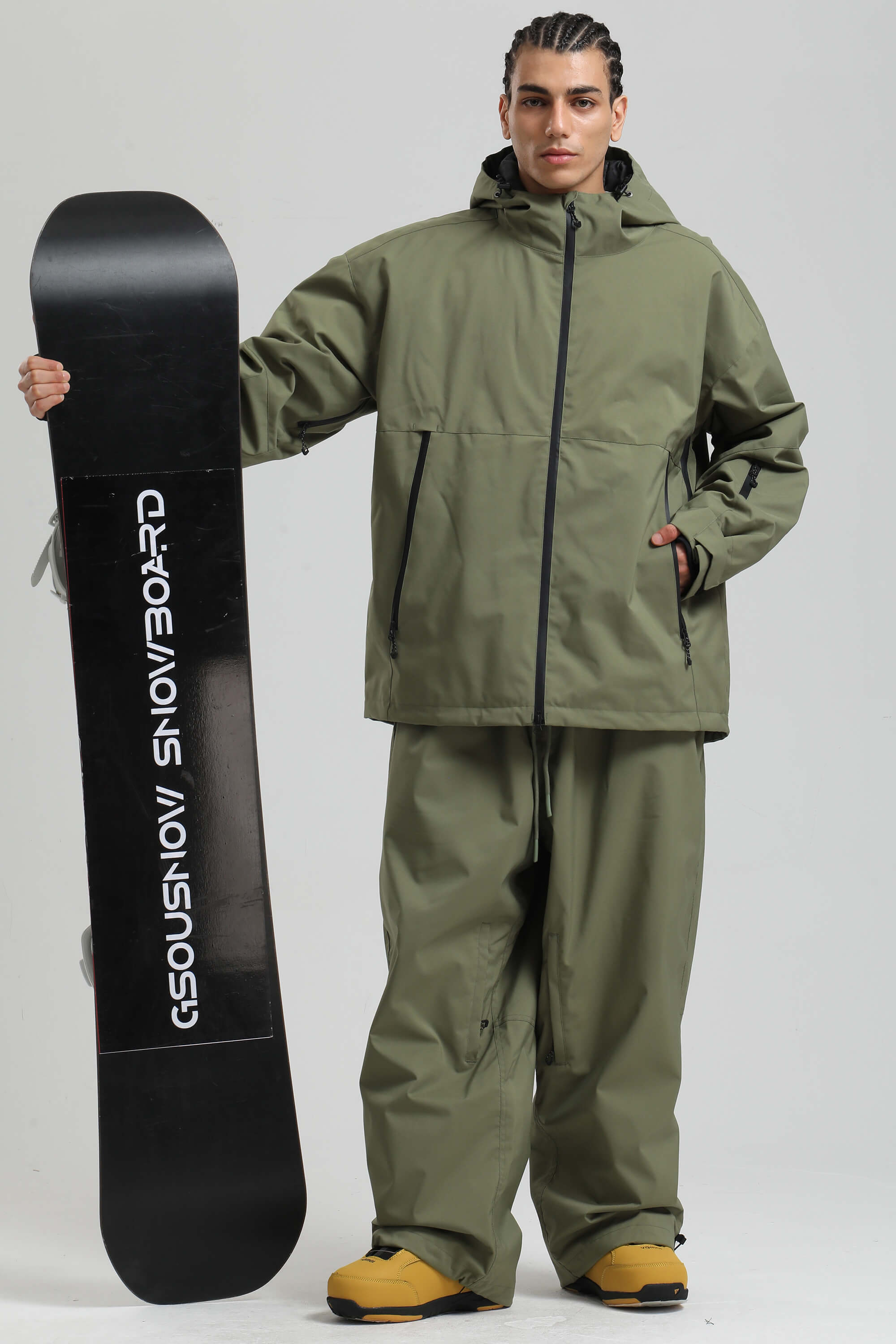 Men's Army Green Fully Sealed Dual-Vent Snow Jacket Minimalist Insulated Ski Jacket - Gsou Snow