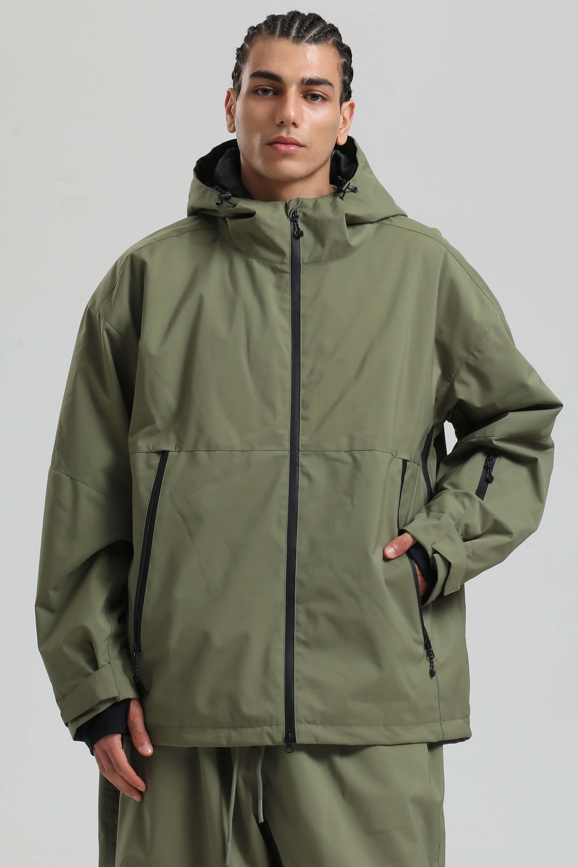 Men's Army Green Fully Sealed Dual-Vent Snow Jacket Minimalist Insulated Ski Jacket - Gsou Snow