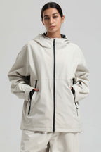 Women's Off White Fully Sealed Dual-Vent Snow Jacket Minimalist Insulated Ski Jacket - Gsou Snow