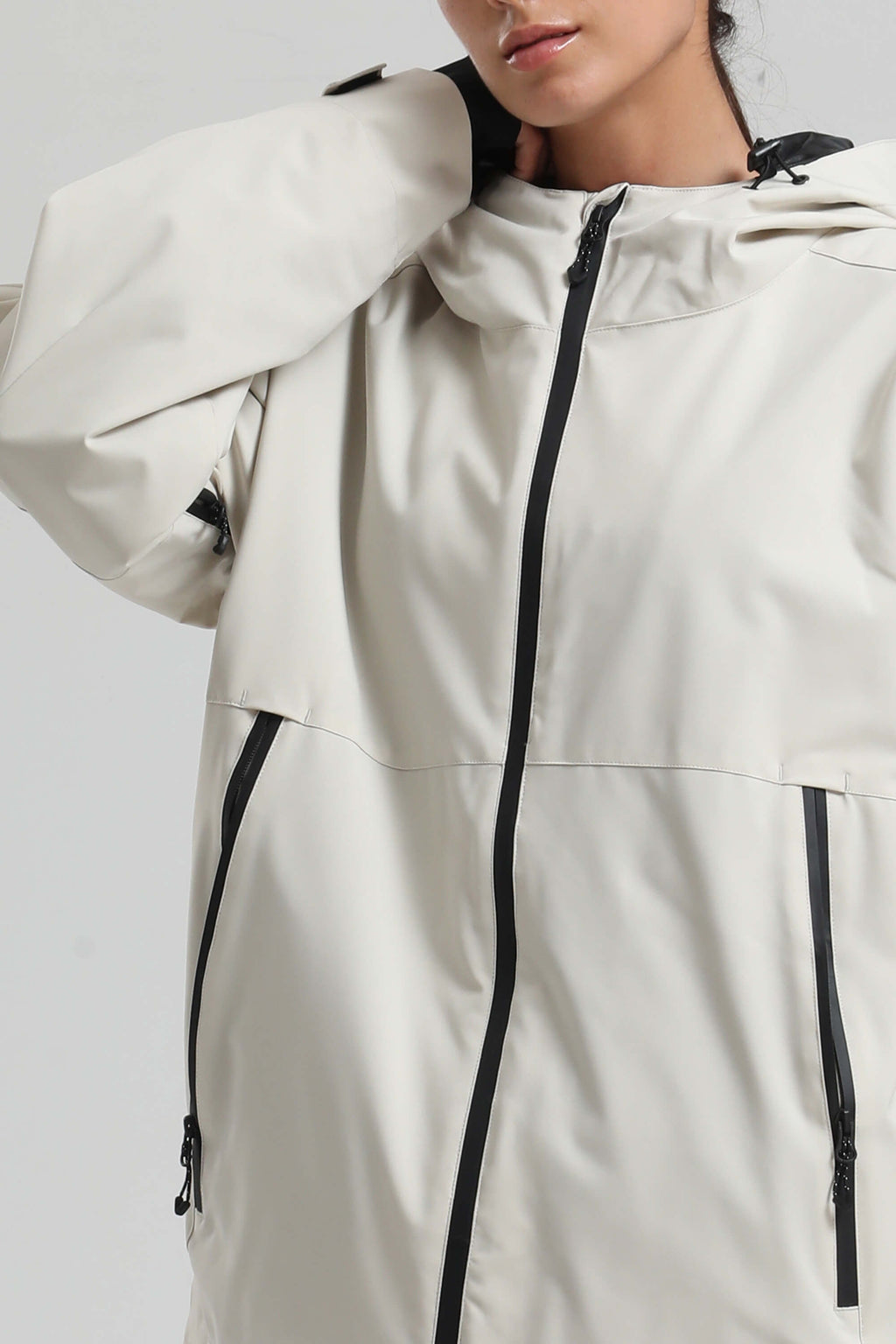 Women's Off White Fully Sealed Dual-Vent Snow Jacket Minimalist Insulated Ski Jacket - Gsou Snow