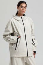 Women's Off White Fully Sealed Dual-Vent Snow Jacket Minimalist Insulated Ski Jacket - Gsou Snow