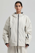Women's Off White Fully Sealed Dual-Vent Snow Jacket Minimalist Insulated Ski Jacket - Gsou Snow