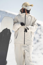 Women's Off White Fully-Sealed Dual-Vent Ski Jacket Minimalist Insulated Snow Jacket