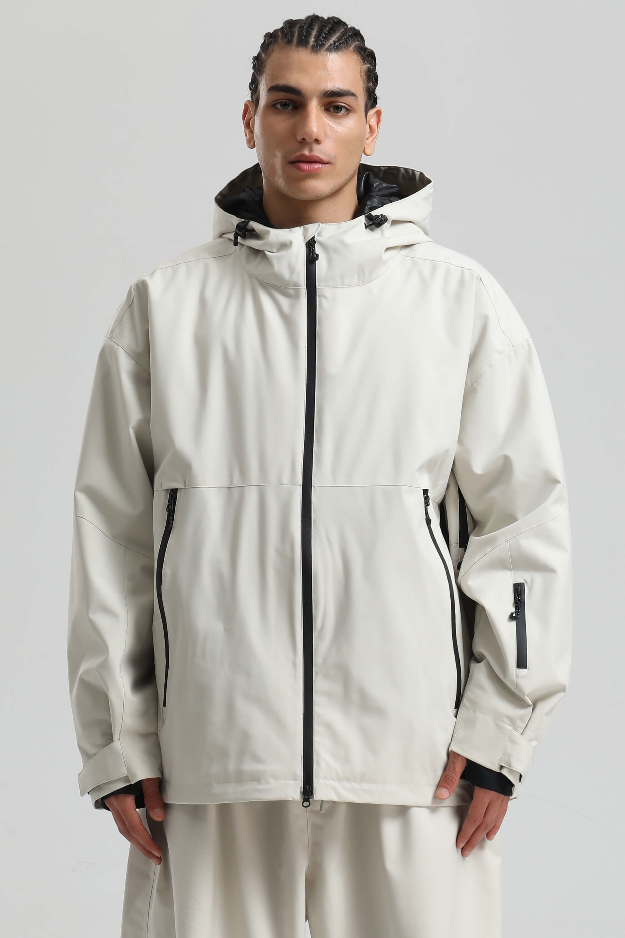Men's Off White Fully-Sealed Dual-Vent Ski Jacket Minimalist Insulated Snow Jacket Main image