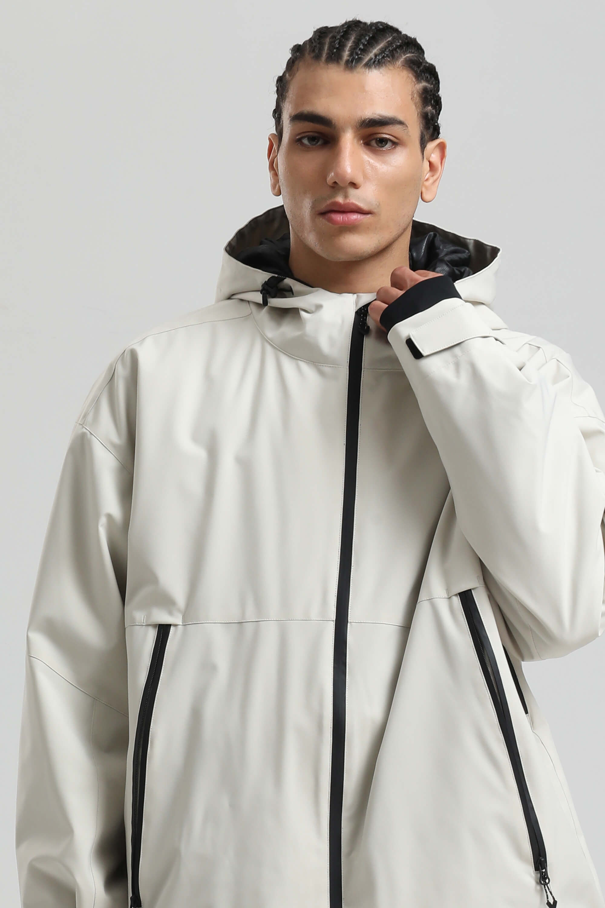 Men's Off White Fully Sealed Dual-Vent Snow Jacket Minimalist Insulated Ski Jacket - Gsou Snow
