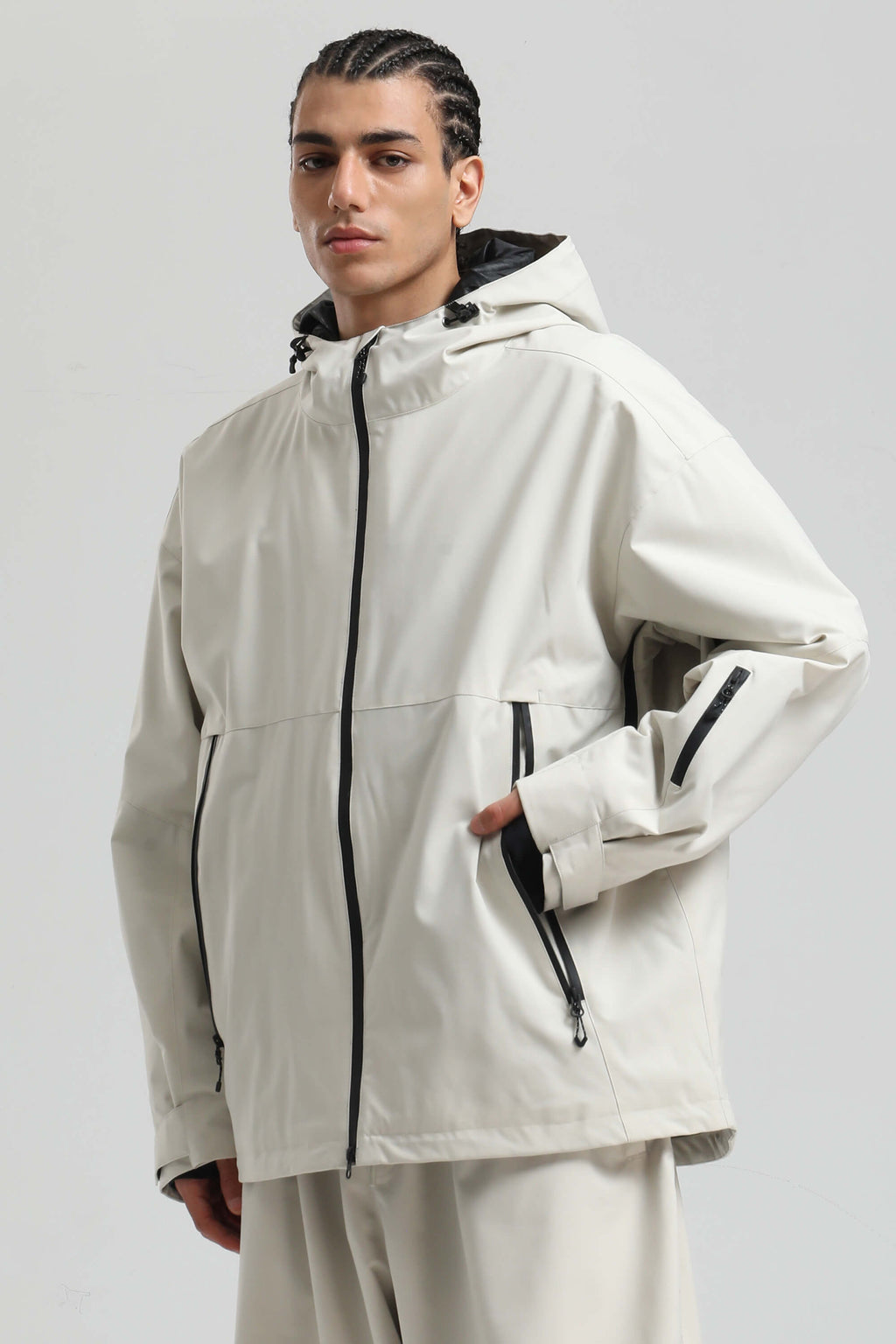 Men's Off White Fully Sealed Dual-Vent Snow Jacket Minimalist Insulated Ski Jacket - Gsou Snow