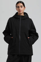 Women's Black Fully Sealed Dual-Vent Snow Jacket Minimalist Insulated Ski Jacket - Gsou Snow