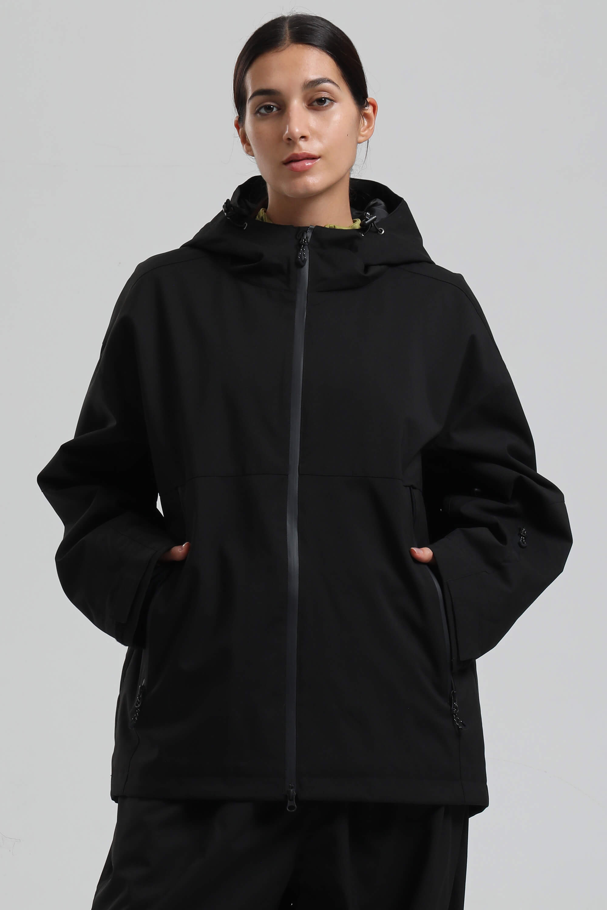 Women's Black Fully Sealed Dual-Vent Snow Jacket Minimalist Insulated Ski Jacket - Gsou Snow