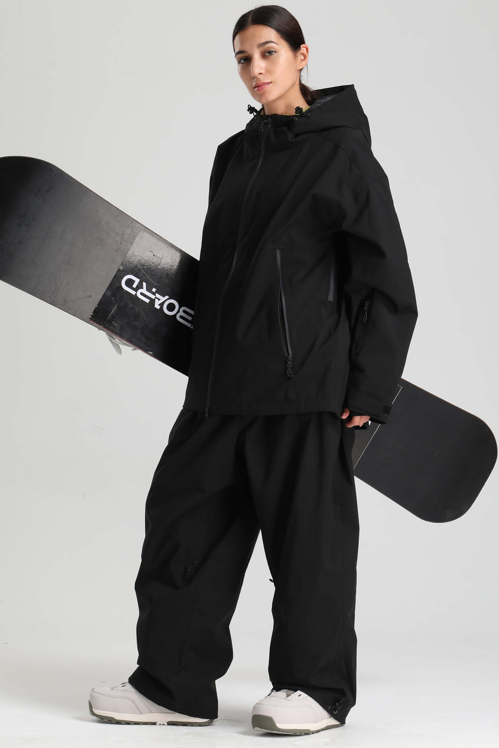 Women's Black Fully Sealed Dual-Vent Snow Jacket Minimalist Insulated Ski Jacket - Gsou Snow