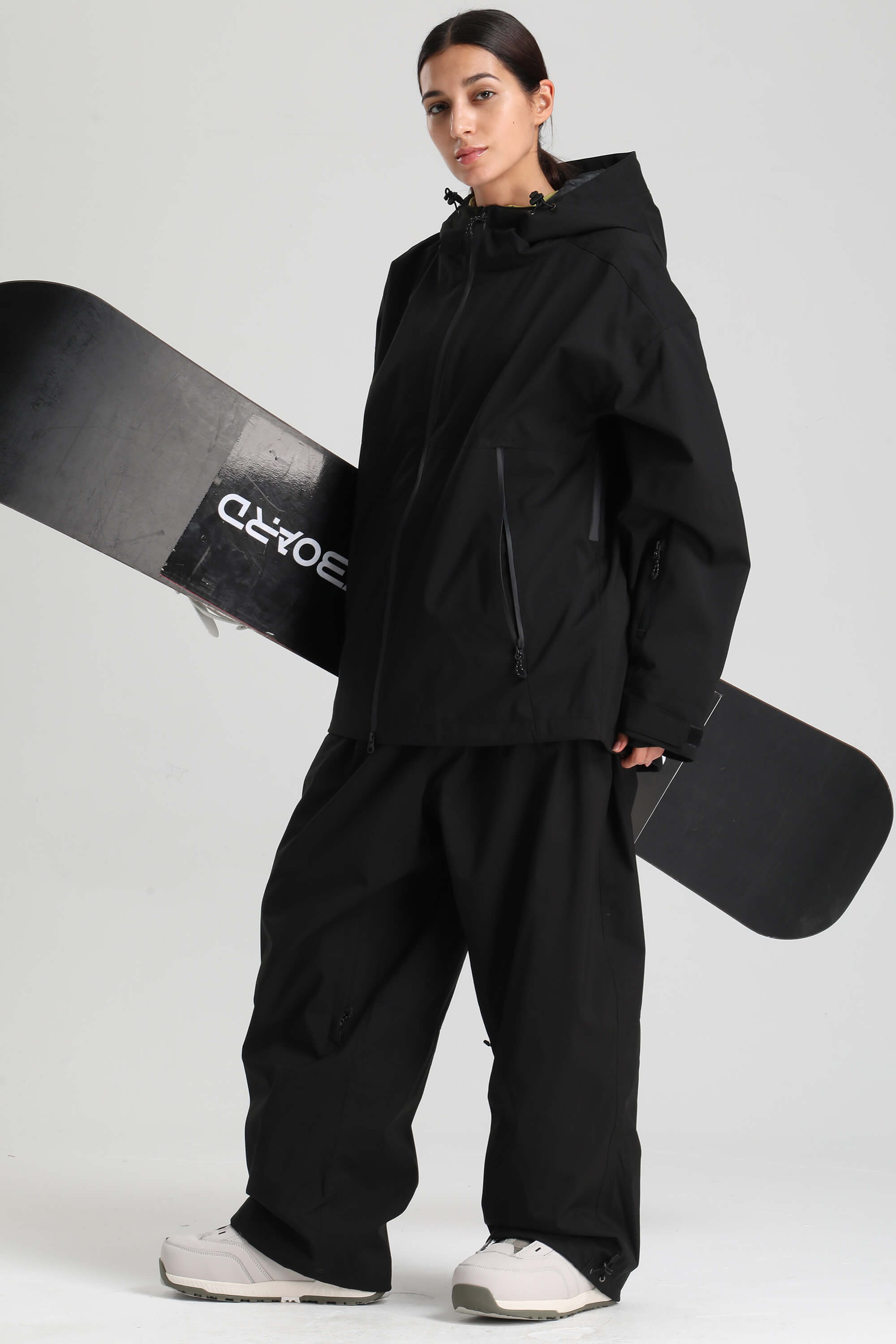 Women's Black Fully Sealed Dual-Vent Snow Jacket Minimalist Insulated Ski Jacket - Gsou Snow