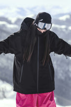 Women's Khaki Fully-Sealed Dual-Vent Ski Jacket Minimalist Insulated Snow Jacket