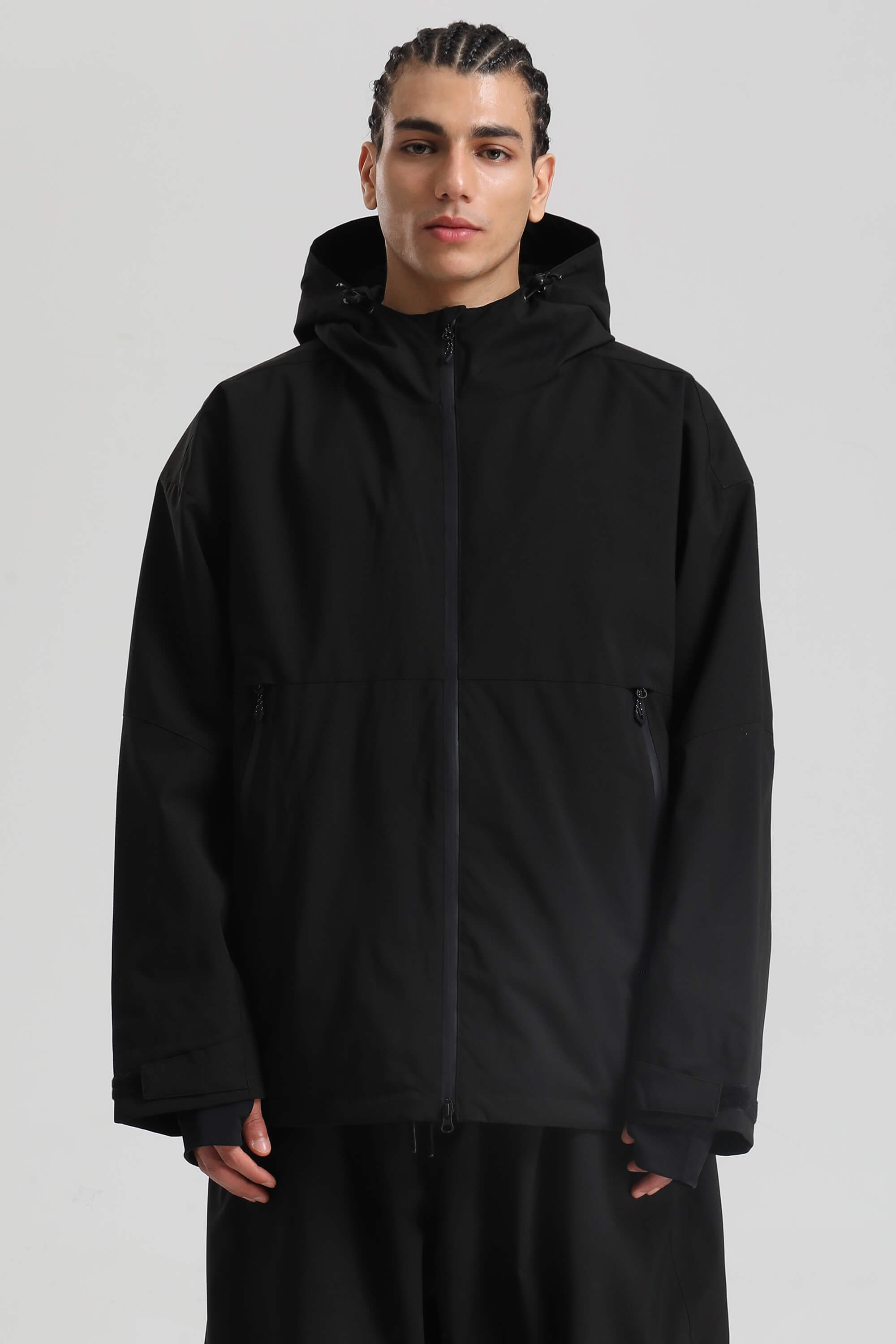 Men's Black Fully-Sealed Dual-Vent Ski Jacket Minimalist Insulated Snow Jacket