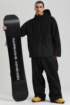 Men's Black Fully Sealed Dual-Vent Snow Jacket Minimalist Insulated Ski Jacket - Gsou Snow