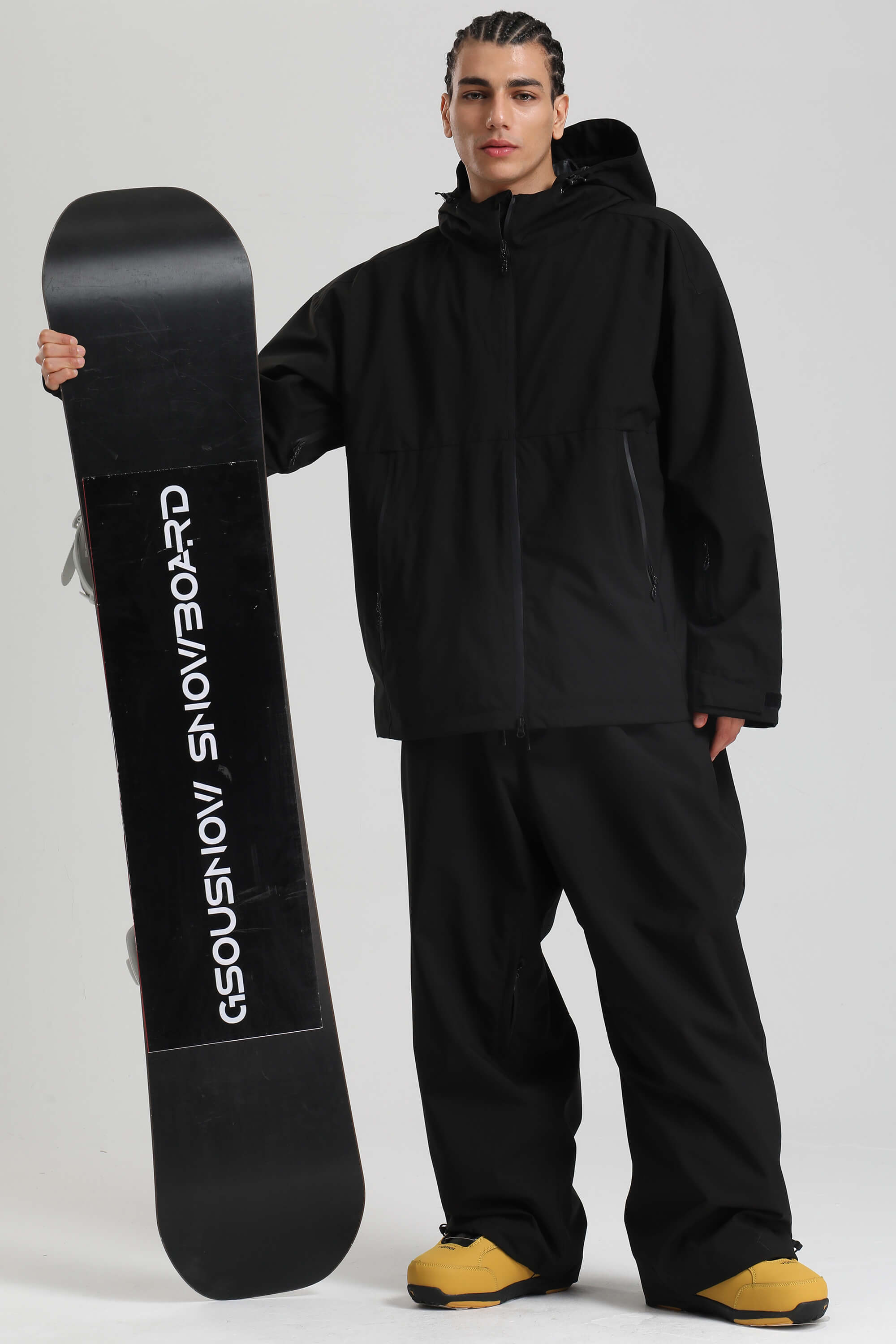 Men's Black Fully Sealed Dual-Vent Snow Jacket Minimalist Insulated Ski Jacket - Gsou Snow