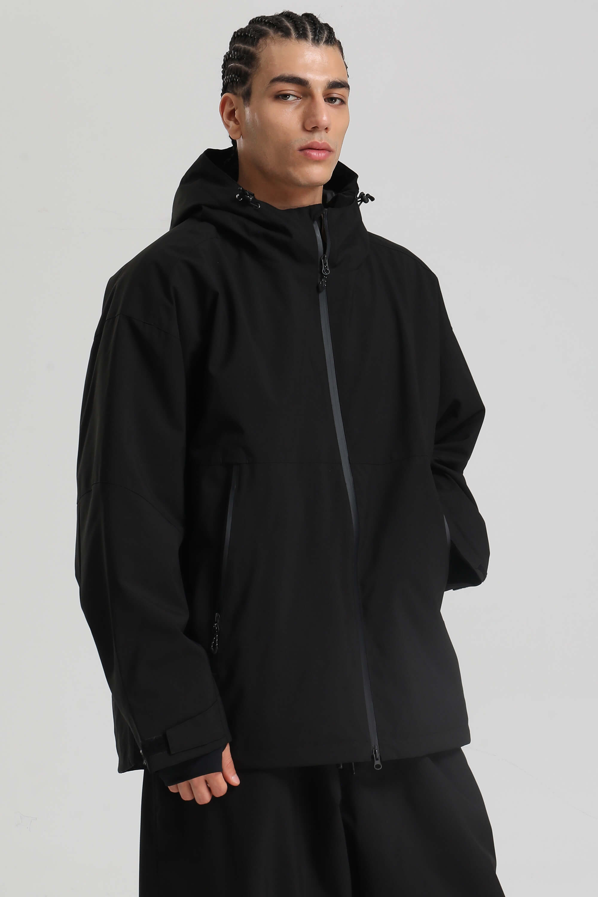 Men's Black Fully Sealed Dual-Vent Snow Jacket Minimalist Insulated Ski Jacket - Gsou Snow