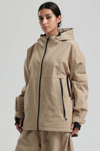 Women's Khaki Fully Sealed Dual-Vent Snow Jacket Minimalist Insulated Ski Jacket - Gsou Snow