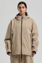 Women's Khaki Fully Sealed Dual-Vent Snow Jacket Minimalist Insulated Ski Jacket - Gsou Snow