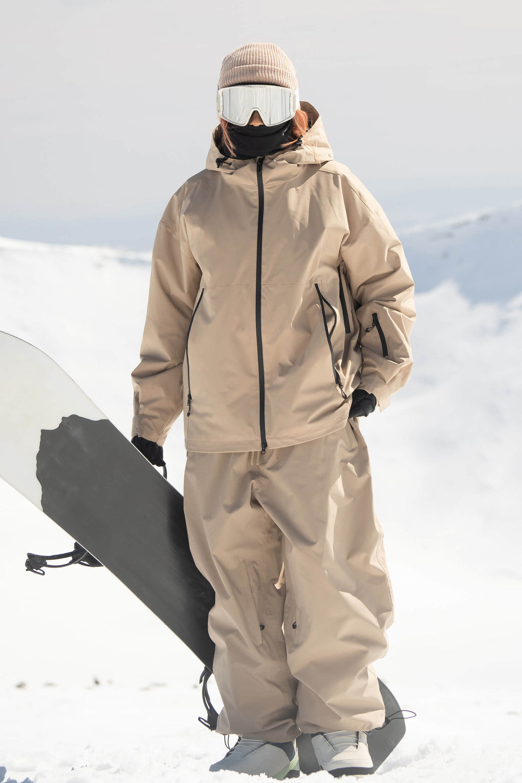 Women's Khaki Fully Sealed Dual-Vent Snow Jacket Minimalist Insulated Ski Jacket - Gsou Snow