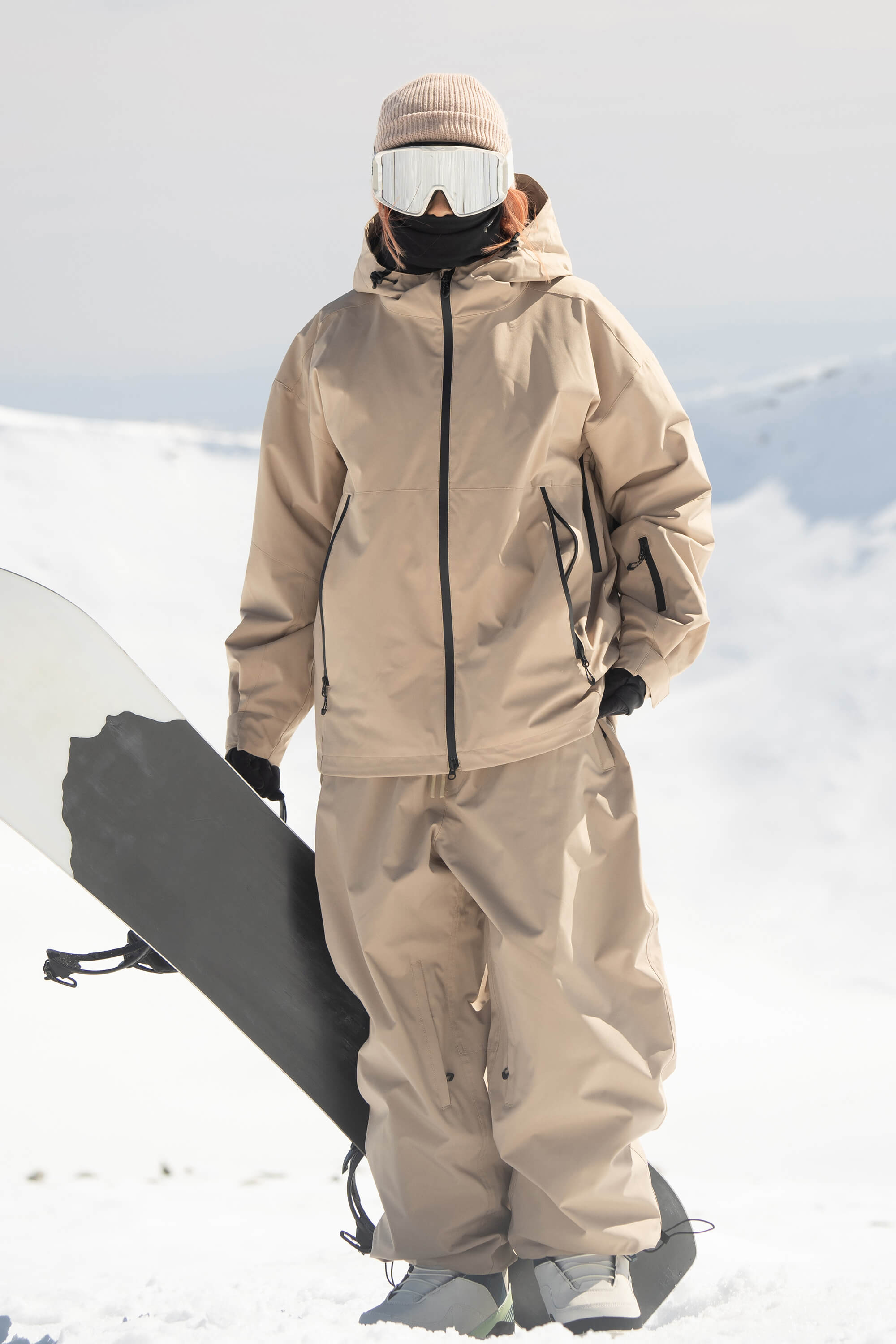 Women's Khaki Fully Sealed Dual-Vent Snow Jacket Minimalist Insulated Ski Jacket - Gsou Snow