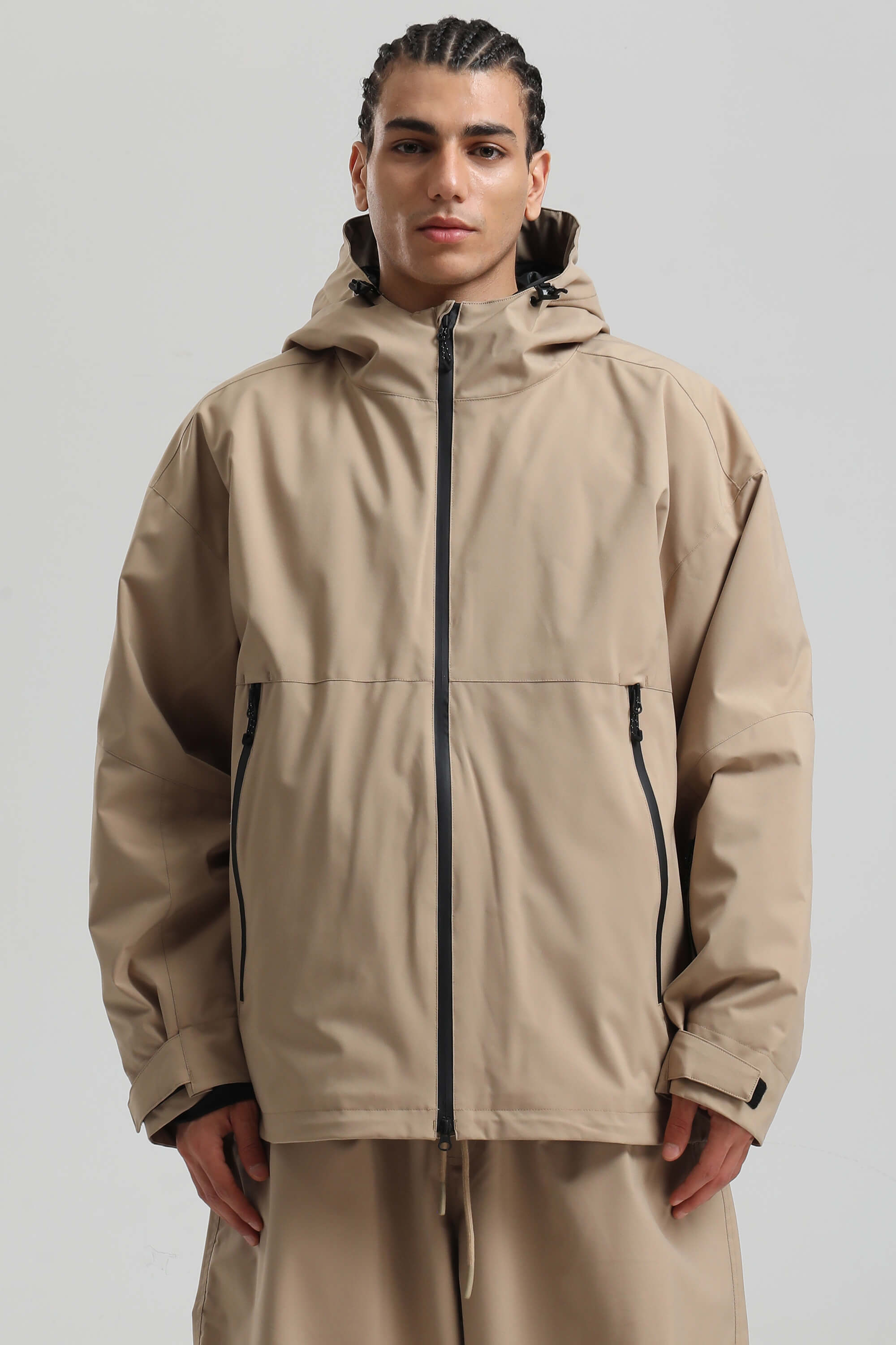 Men's Khaki Fully Sealed Dual-Vent Snow Jacket Minimalist Insulated Ski Jacket - Gsou Snow