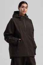 Women's Coffee Fully Sealed Dual-Vent Snow Jacket Minimalist Insulated Ski Jacket - Gsou Snow