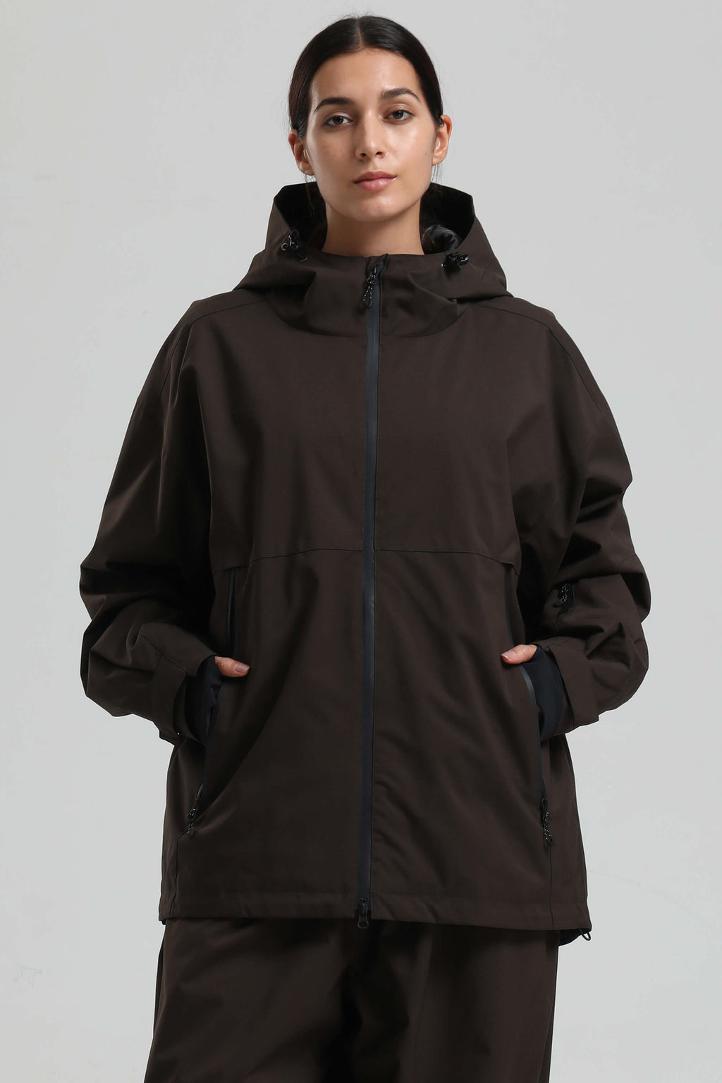 Women's Coffee Fully Sealed Dual-Vent Snow Jacket Minimalist Insulated Ski Jacket - Gsou Snow