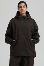 Women's Coffee Fully Sealed Dual-Vent Snow Jacket Minimalist Insulated Ski Jacket - Gsou Snow