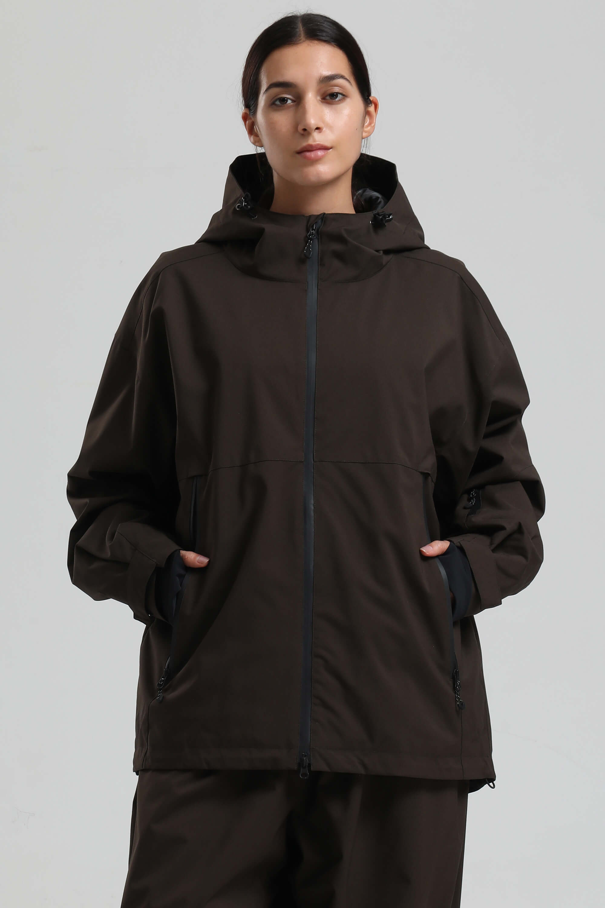 Women's Coffee Fully Sealed Dual-Vent Snow Jacket Minimalist Insulated Ski Jacket - Gsou Snow