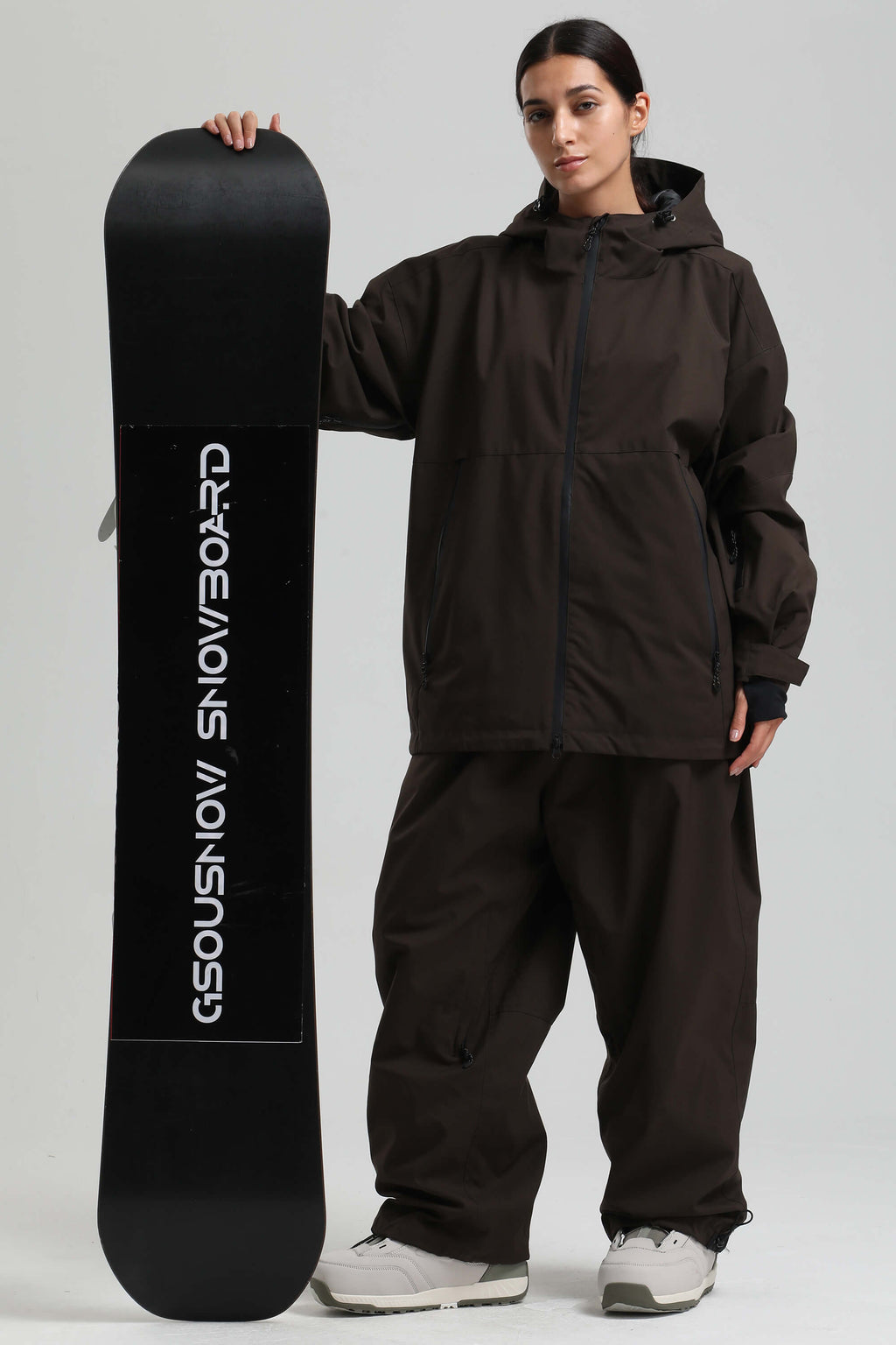 Women's Coffee Fully Sealed Dual-Vent Snow Jacket Minimalist Insulated Ski Jacket - Gsou Snow