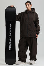 Women's Coffee Fully Sealed Dual-Vent Snow Jacket Minimalist Insulated Ski Jacket - Gsou Snow