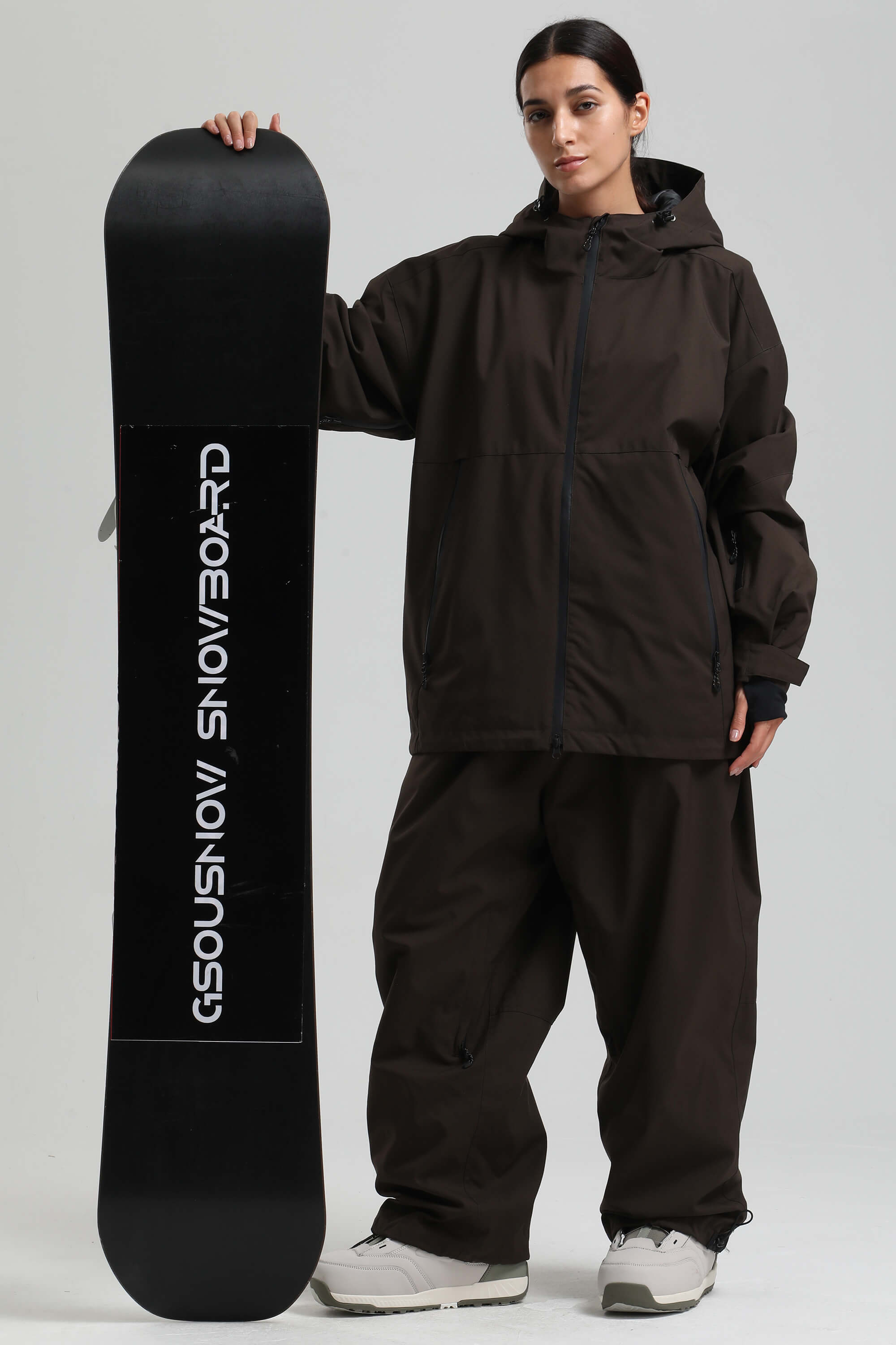 Women's Coffee Fully Sealed Dual-Vent Snow Jacket Minimalist Insulated Ski Jacket - Gsou Snow