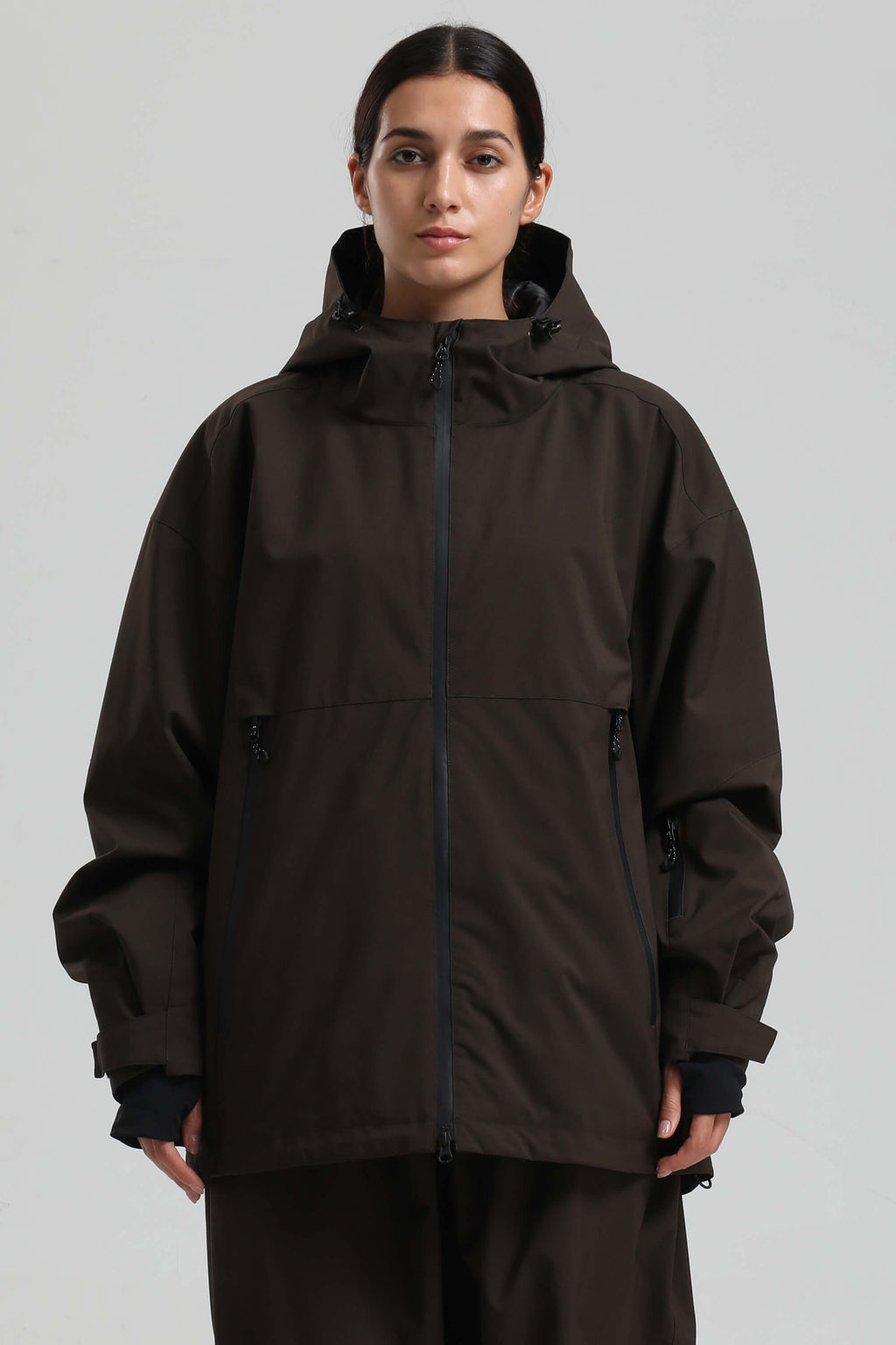 Women's Coffee Fully Sealed Dual-Vent Snow Jacket Minimalist Insulated Ski Jacket - Gsou Snow