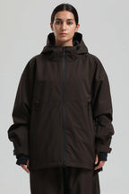 Women's Coffee Fully Sealed Dual-Vent Snow Jacket Minimalist Insulated Ski Jacket - Gsou Snow