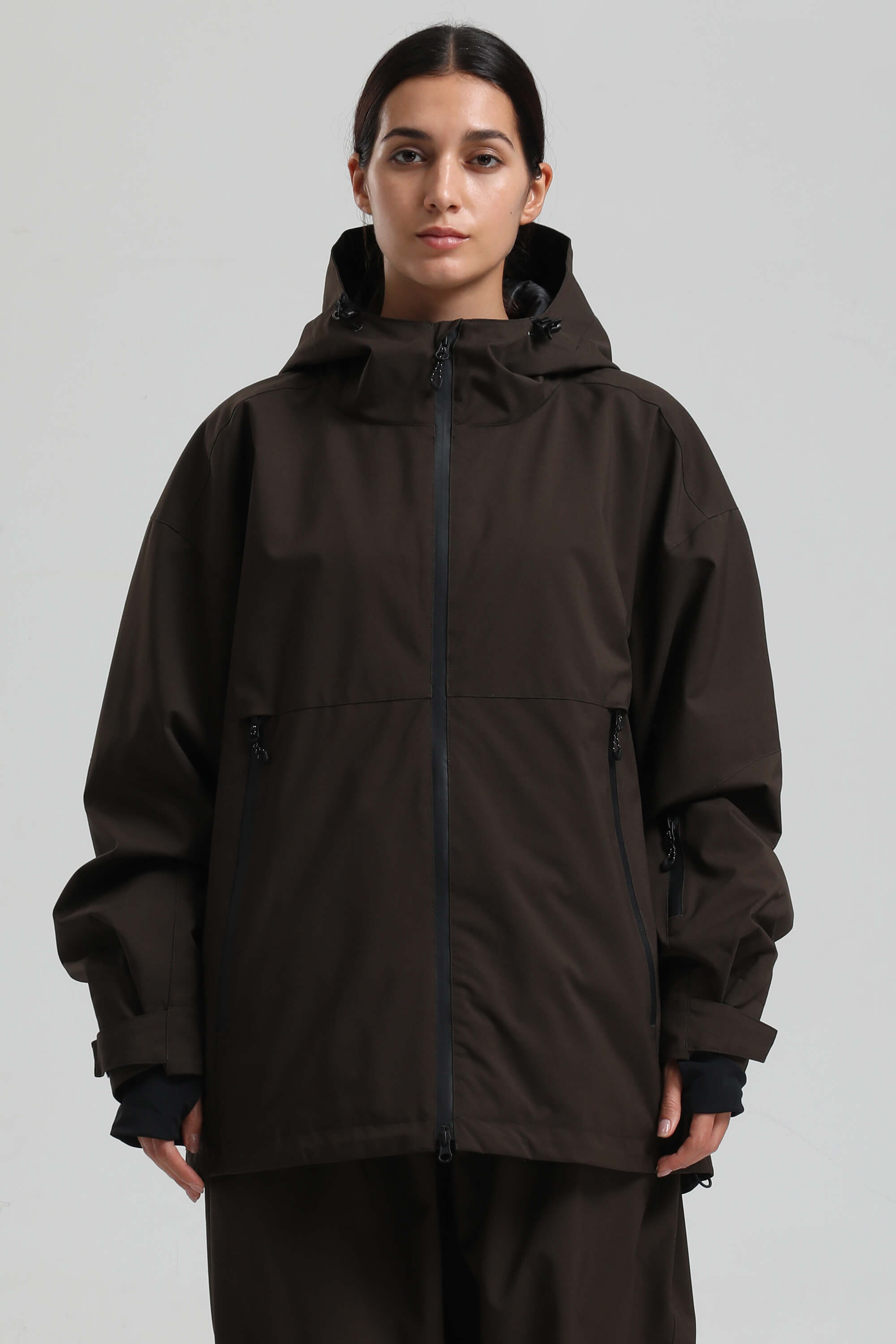 Women's Coffee Fully Sealed Dual-Vent Snow Jacket Minimalist Insulated Ski Jacket - Gsou Snow