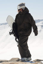 Women's Coffee Fully Sealed Dual-Vent Snow Jacket Minimalist Insulated Ski Jacket - Gsou Snow
