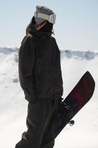 Women's Coffee Fully-Sealed Dual-Vent Ski Jacket Minimalist Insulated Snow Jacket