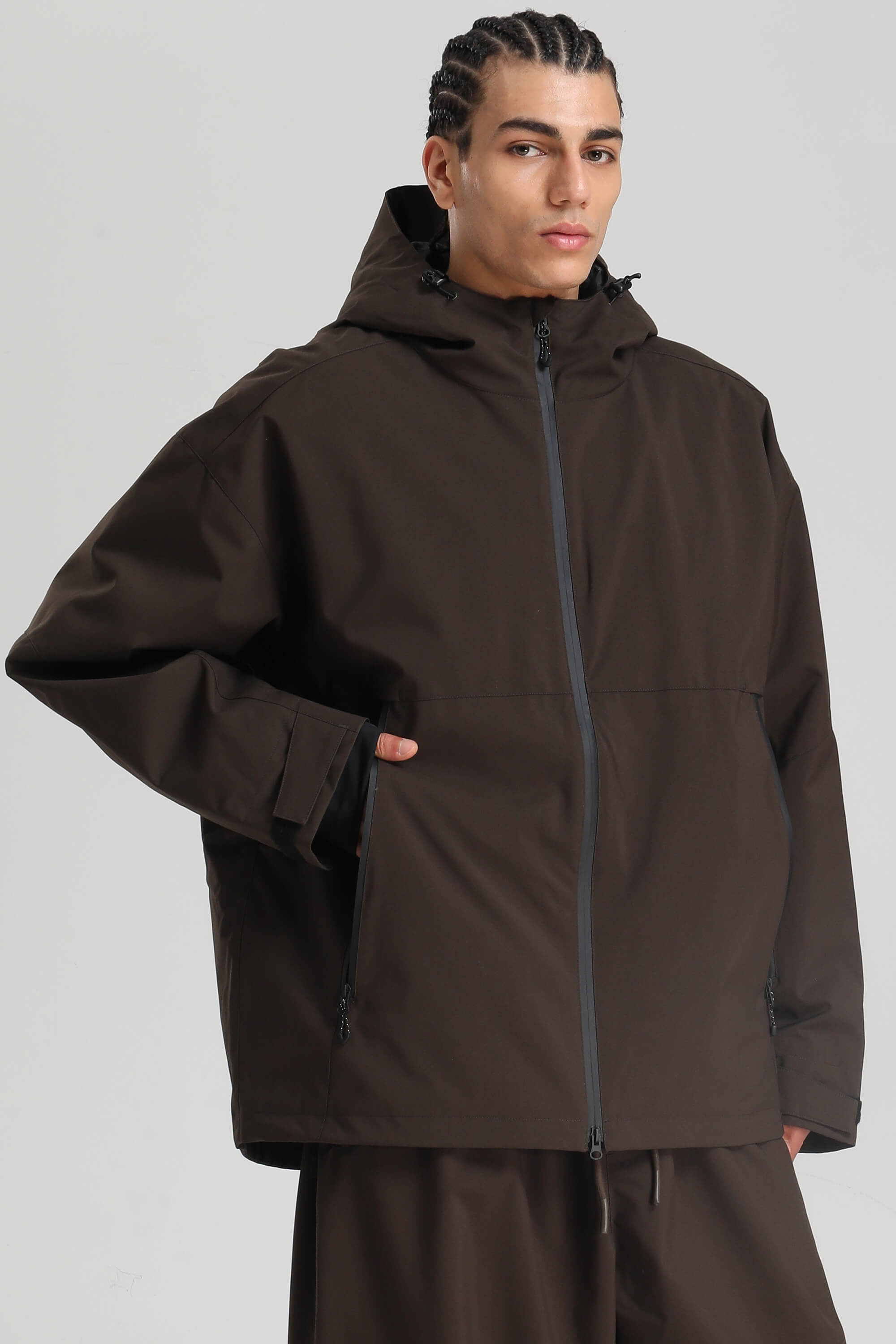 Men's Coffee Fully Sealed Dual-Vent Snow Jacket Minimalist Insulated Ski Jacket - Gsou Snow