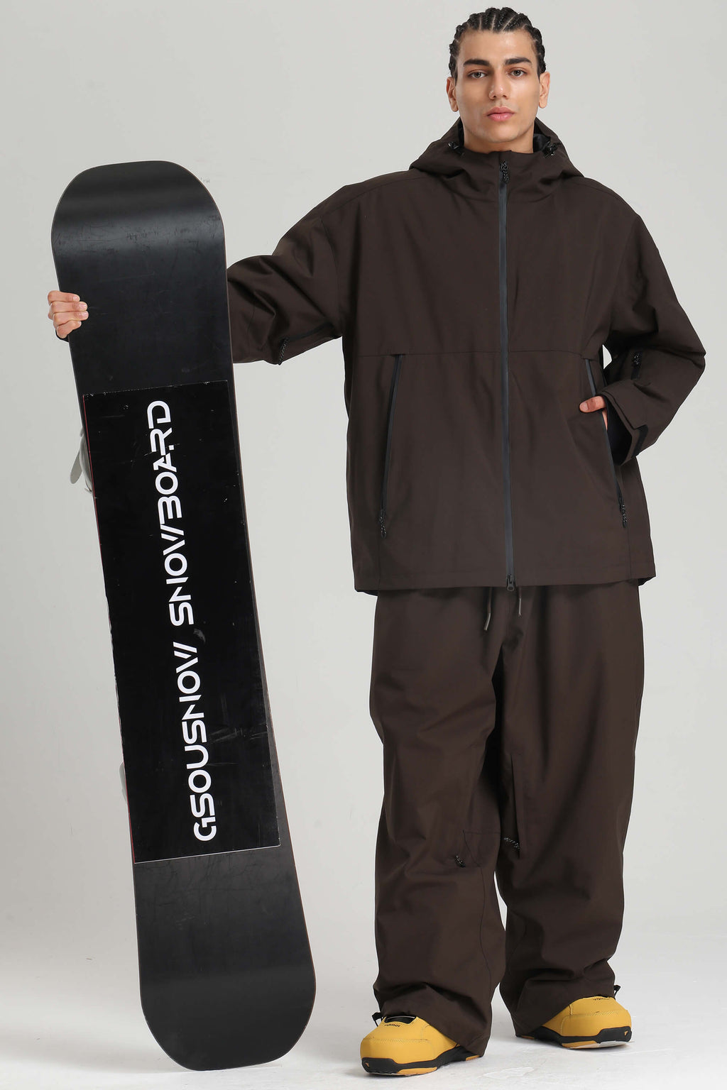 Men's Coffee Fully Sealed Dual-Vent Snow Jacket Minimalist Insulated Ski Jacket - Gsou Snow