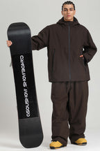 Men's Coffee Fully Sealed Dual-Vent Snow Jacket Minimalist Insulated Ski Jacket - Gsou Snow