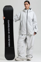 Women's Light Grey Fully Sealed Dual-Vent Snow Jacket Minimalist Insulated Ski Jacket - Gsou Snow