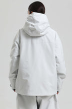 Women's Light Grey Fully Sealed Dual-Vent Snow Jacket Minimalist Insulated Ski Jacket - Gsou Snow