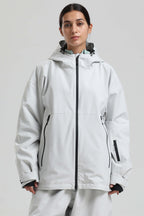 Women's Light Grey Fully Sealed Dual-Vent Snow Jacket Minimalist Insulated Ski Jacket - Gsou Snow