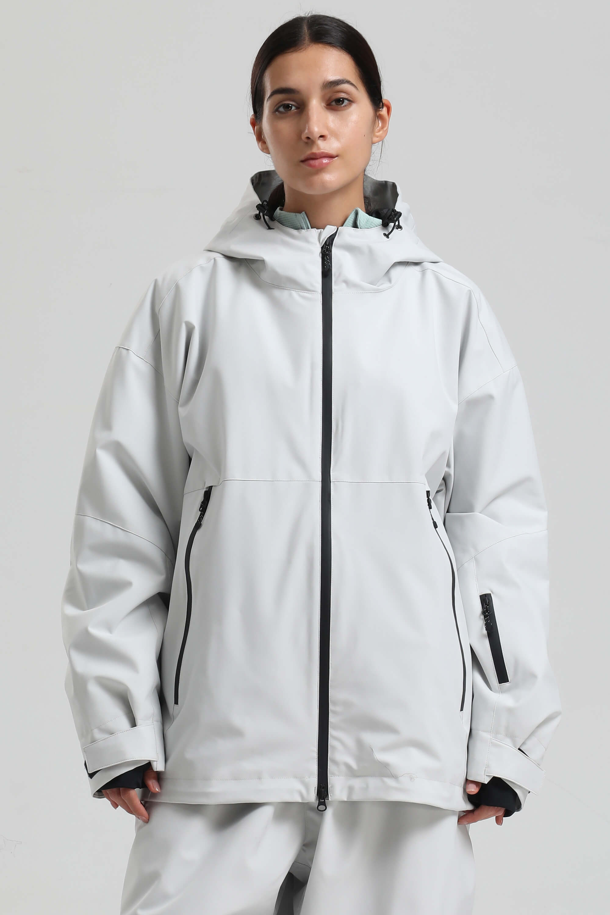 Women's Black Fully-Sealed Dual-Vent Ski Jacket Minimalist Insulated Snow Jacket