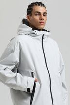 Men's Light Grey Fully Sealed Dual-Vent Snow Jacket Minimalist Insulated Ski Jacket - Gsou Snow