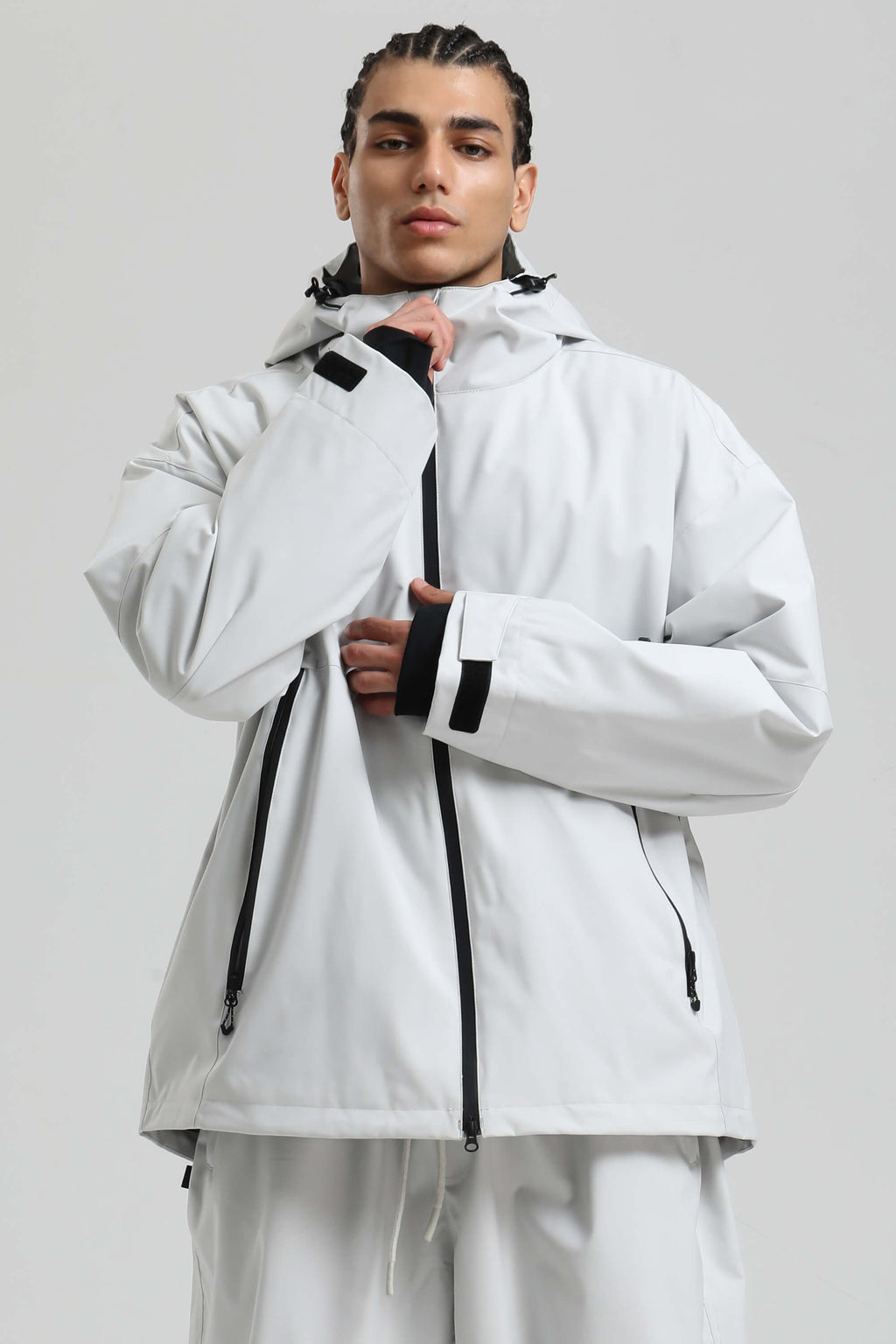 Men's Light Grey Fully Sealed Dual-Vent Snow Jacket Minimalist Insulated Ski Jacket - Gsou Snow
