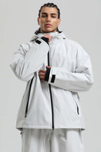 Men's Light Grey Fully Sealed Dual-Vent Snow Jacket Minimalist Insulated Ski Jacket - Gsou Snow
