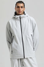 Men's Light Grey Fully-Sealed Dual-Vent Ski Jacket Minimalist Insulated Snow Jacket